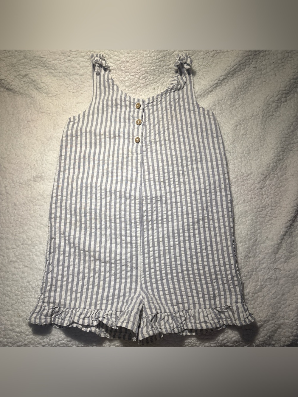 Burt's Bees White & Gray Striped Girls' Romper